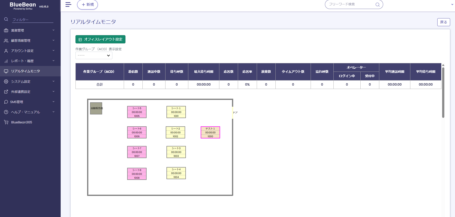 BlueBean管理画面ログイン後のダッシュボード