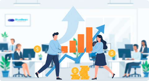 BlueBeanのパートナー制度によってともに成長しているイメージを指しています。