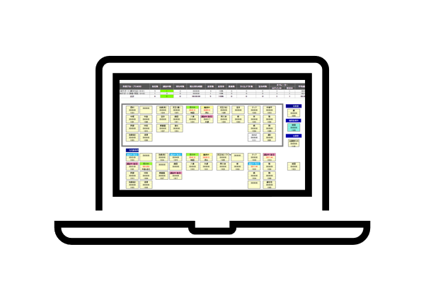 リアルタイムでオペレーターの対応状況が見えているPCのイメージです。
