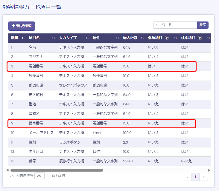 【BlueBeanFAQ】顧客情報インポート項目一覧の順番