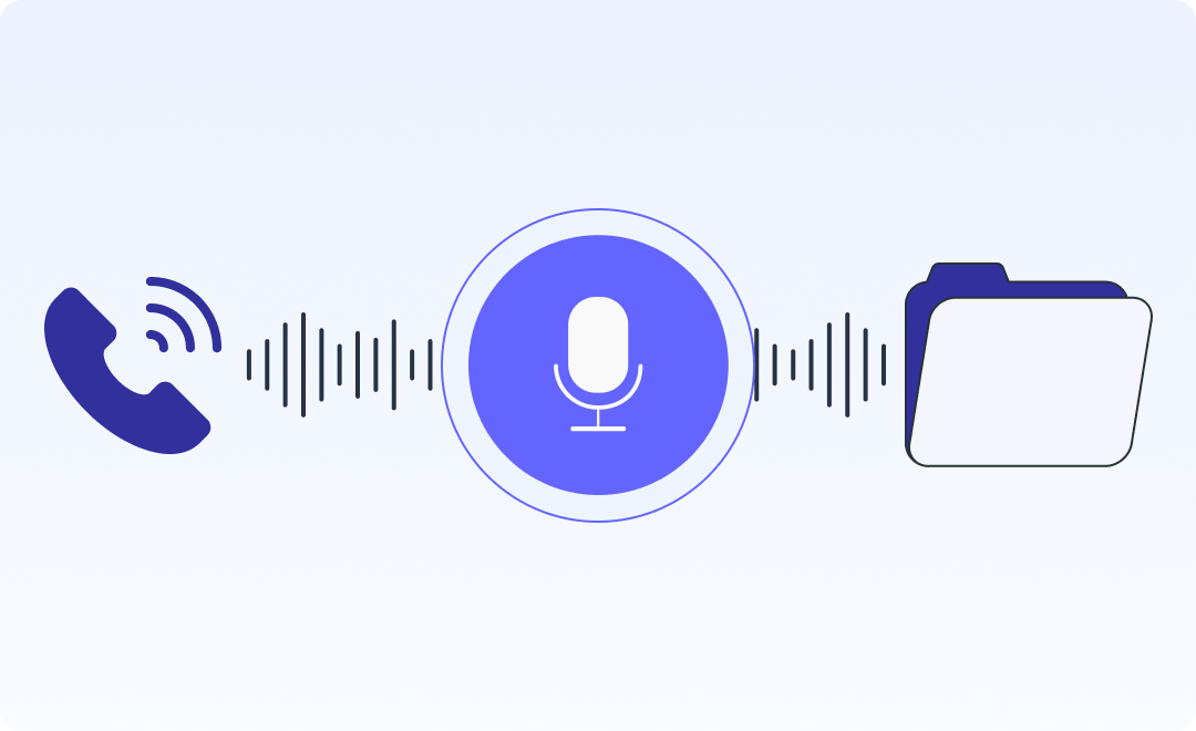 BlueBeanにより全通話録音をできる旨を示したイラスト